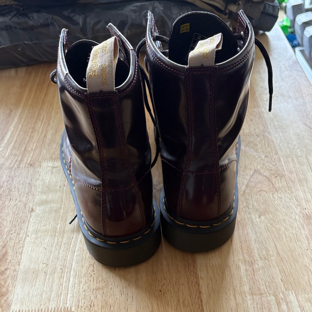 Dr. Martens  Vegan Leather Lace-Up Boots in Dark Cherry Size 11 - Picture 8 of 8